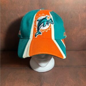 VINTAGE Miami Dolphins Hat Cap Strapback Blue Orange Reebok NFL Football